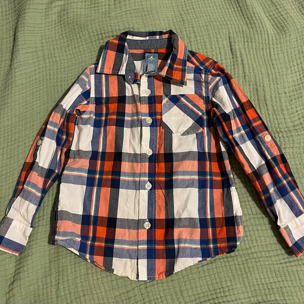 GAP Blue and Orange Button Down Shirt Classic Plaid